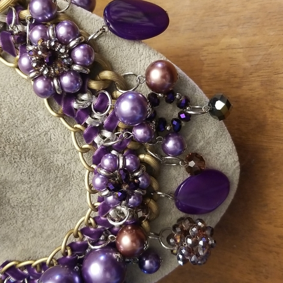 Gorgeous Bold, Large golden and purple statement necklace - Picture 3 of 8